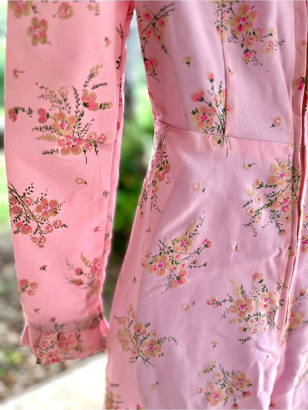 STUNNING Handmade Cottagecore Vintage Pink Floral Long Sleeve Maxi Dress - Picture 13 of 16